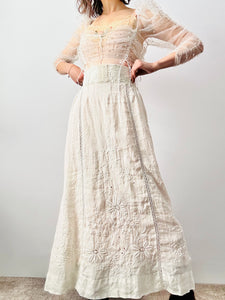 Antique 1910s Edwardian cotton whitework skirt