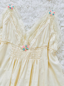 Antique 1910s Edwardian Lace Camisole w Pastel Ribbon Flowers