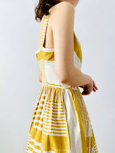 Load image into Gallery viewer, Vintage 1950s mustard color abstract print dress
