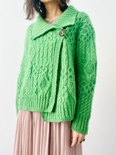 Load image into Gallery viewer, Vintage forest green wool sweater jacket
