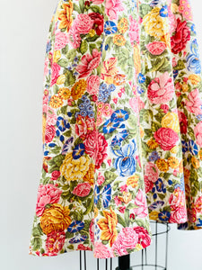 Vintage cotton floral dress w structured puff sleeves