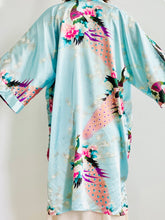 Load image into Gallery viewer, Vintage Pastel Blue Kimono with Peacocks Cherry Blossoms
