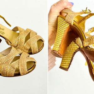 Vintage 1930s gold mesh metallic sandals