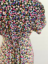 Load image into Gallery viewer, Vintage colorful floral rayon dress w waist ties
