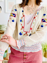 Load image into Gallery viewer, 1930s Hungarian Top Cotton Embroidered Peasant Blouse
