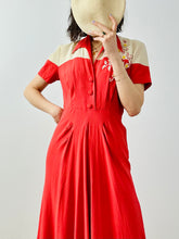Load image into Gallery viewer, Vintage 1940s colorblock crepe dress
