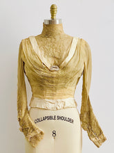 Load image into Gallery viewer, 1890s Victorian Silk Lace Top Fine Pleats and Antique Buttons
