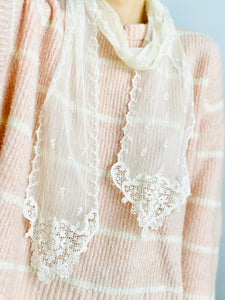 Antique victorian tulle lace scarf art nouveau design