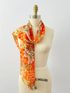 Vintage orange floral scarf
