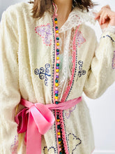 Load image into Gallery viewer, Vintage Moroccan Hand Embroidered Jacket with Pastel Crochet Buttons
