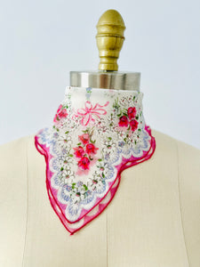 Vintage pink floral bandana/hankie