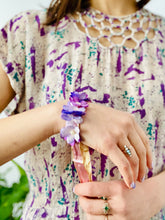 Load image into Gallery viewer, Vintage lilac blossom silk ribbon headpiece waist sash
