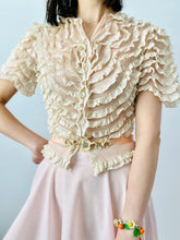 Load image into Gallery viewer, Vintage 1930s pastel pink ruffled lace top
