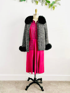 Vintage 1960s Sweater with Fur Collar and Cuffs