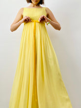 Load image into Gallery viewer, Vintage yellow ruched silk wide leg jumpsuit

