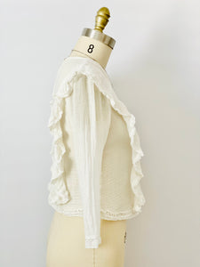 Vintage style white lace cotton crop top