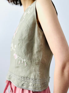 Vintage Embroidered Linen Top