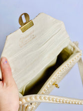 Load image into Gallery viewer, Vintage beige color faux pearl handbag vintage purse
