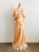 Load image into Gallery viewer, Vintage 1930s Pink Satin Lace Lingerie Dress Set w Ribbon Flowers
