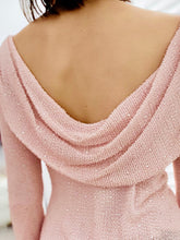 Load image into Gallery viewer, model wearing a low back beaded vintage pink top
