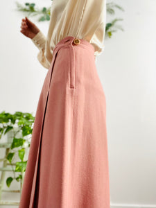 Vintage 1970s High Waisted Dusty Pink A Line Wool Skirt