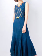 Load image into Gallery viewer, Vintage 1920s Art Deco blue embroidered flapper dress

