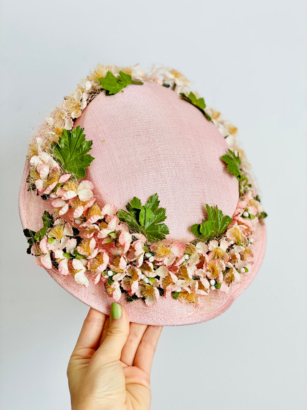 Vintage 1930s pastel pink millinery hat fascinator