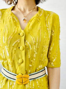 1940s chartreuse rayon crepe top