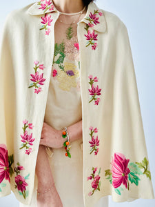 Vintage 1920s embroidered floral cape