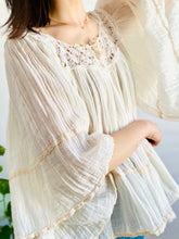 Load image into Gallery viewer, Vintage Cotton Lace Gauze Blouse with Flared Sleeves
