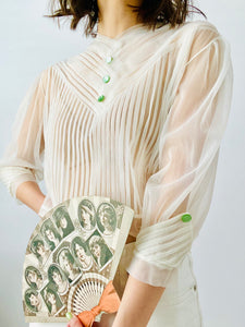 Vintage 1940s semi sheer pleated top