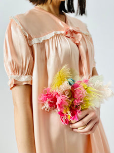 Vintage peachy pink satin babydoll lingerie dress