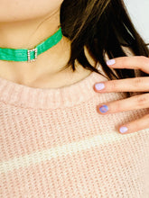 Load image into Gallery viewer, Art Deco chocker with green lamé ribbon
