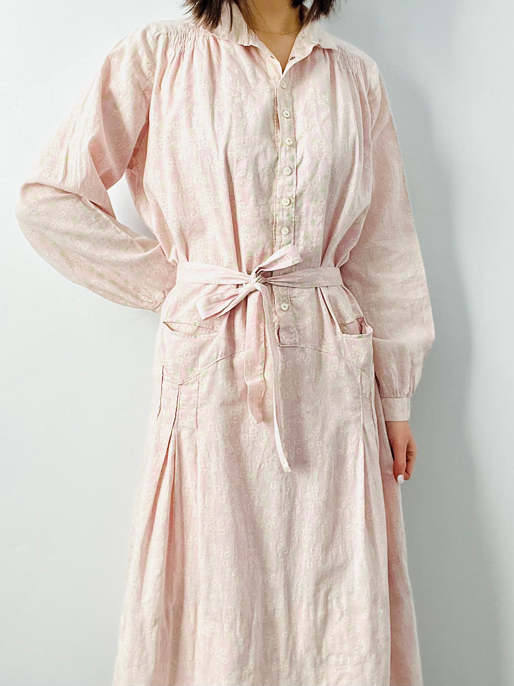 Vintage 1920s pastel pink cotton dress
