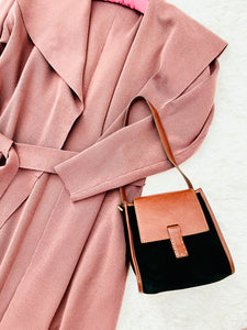 Dark mauve pink knit wrap coat