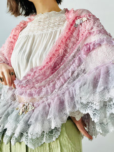 Vintage pastel ombré colors lace shawl