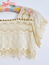 Load image into Gallery viewer, Antique 1910s lace camisole with rococo ribbon rosettes
