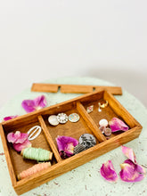 Load image into Gallery viewer, Vintage divided wooden trinket tray
