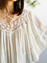 Load image into Gallery viewer, Vintage Cotton Lace Gauze Blouse with Flared Sleeves
