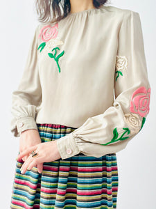 Vintage 1940s style embroidered top