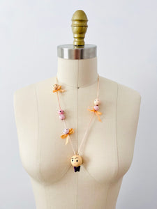 Handmade wooden novelty faces necklace