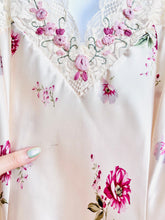 Load image into Gallery viewer, Vintage pink satin floral lingerie dress
