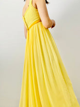 Load image into Gallery viewer, Vintage yellow ruched silk wide leg jumpsuit
