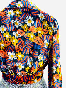 Vintage 1970s Floral Velvet Cropped Jacket