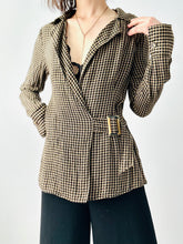 Load image into Gallery viewer, Vintage brown gingham wrap top
