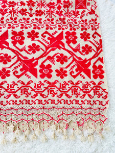 Vintage bohemian pink embroidered runner