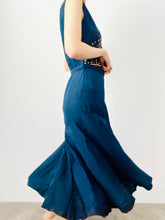 Load image into Gallery viewer, Vintage 1920s Art Deco blue embroidered flapper dress
