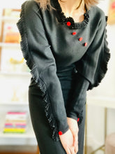 Load image into Gallery viewer, Vintage 1940s Black Rayon Crepe Dress w Dolman sleeves
