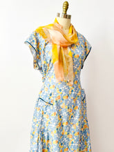Load image into Gallery viewer, Vintage 1920s blue floral cotton dress
