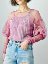 Load image into Gallery viewer, Dreamy pink tulle floral blouse
